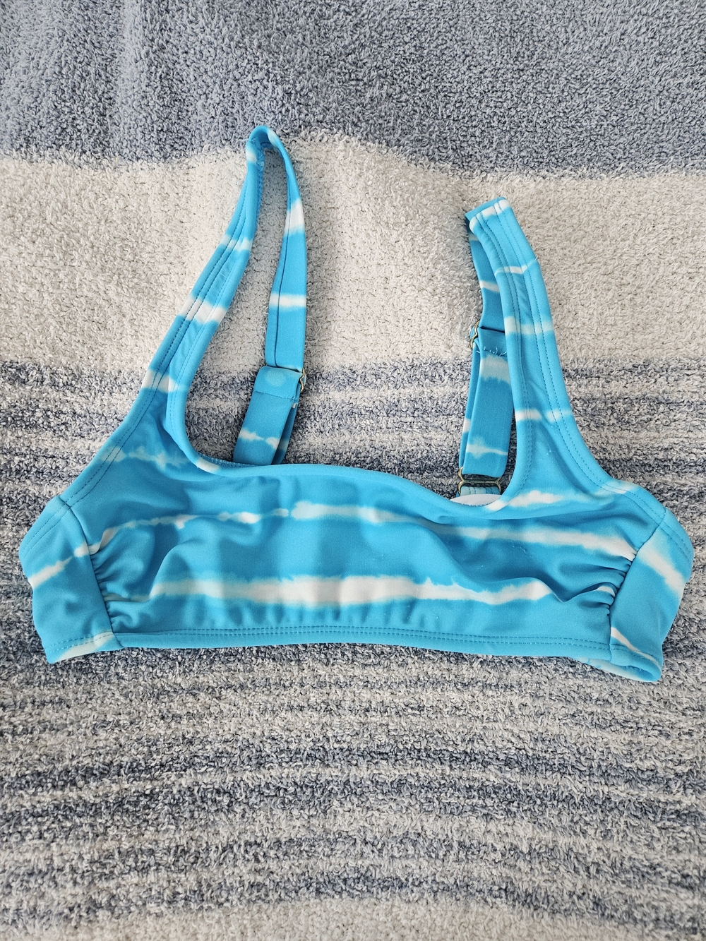 Xhilaration Blue and White Striped Bikini Top